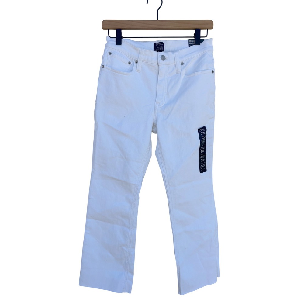 NWT J. Crew Womens White‎ Mid Rise Flare Crop Jeans Size 27P